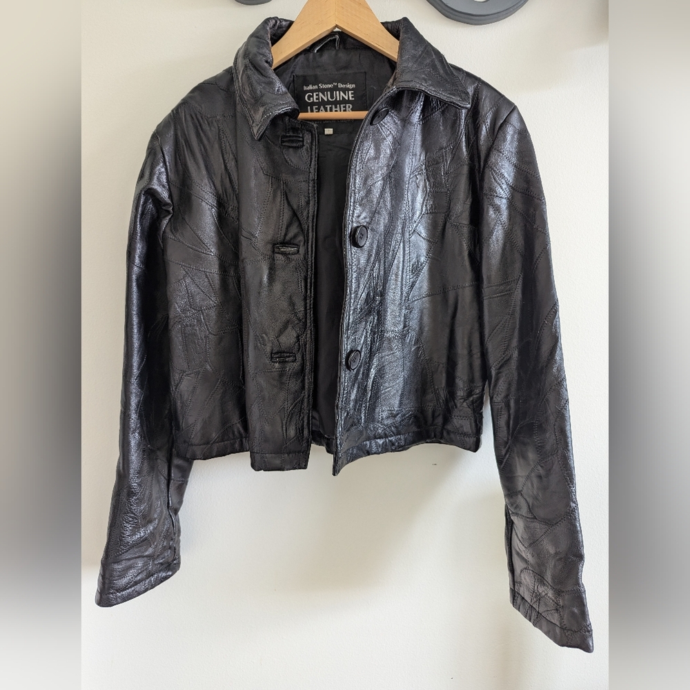 Vintage Patchwork Genuine Leather Jacket